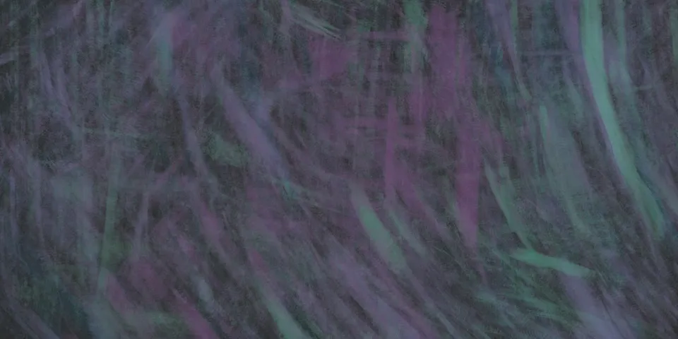 Dark textured background with sweeping purple and pale green brushstrokes