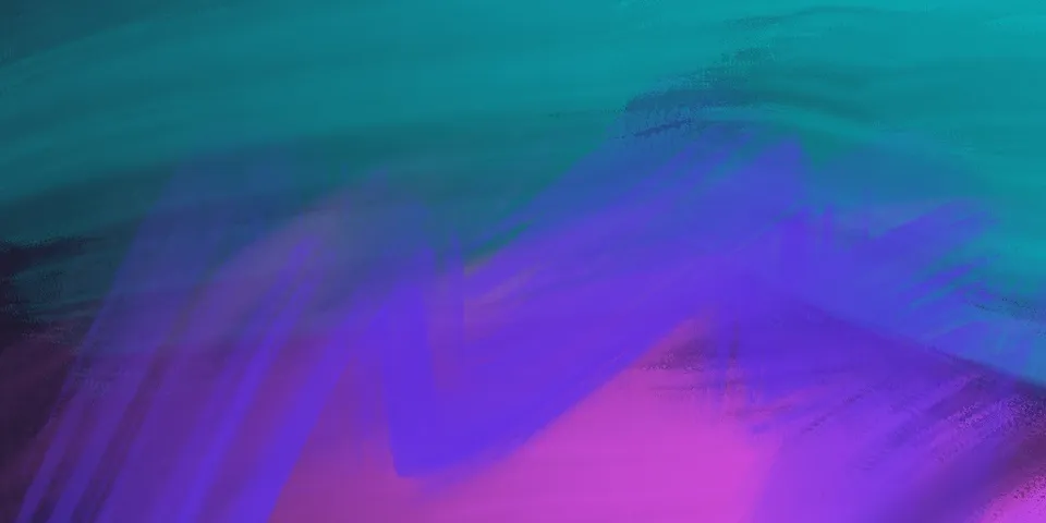 Sweeping layered brushstrokes in teal, blue, purple, and magenta