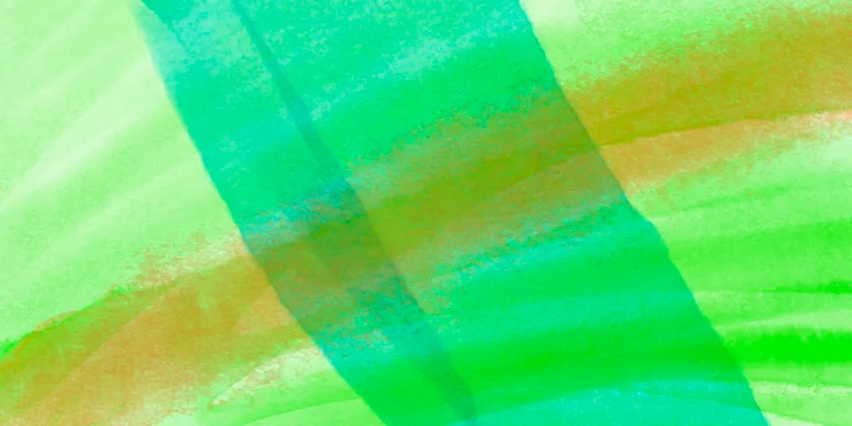 Green and teal watercolor diagonal brushstrokes on warm background