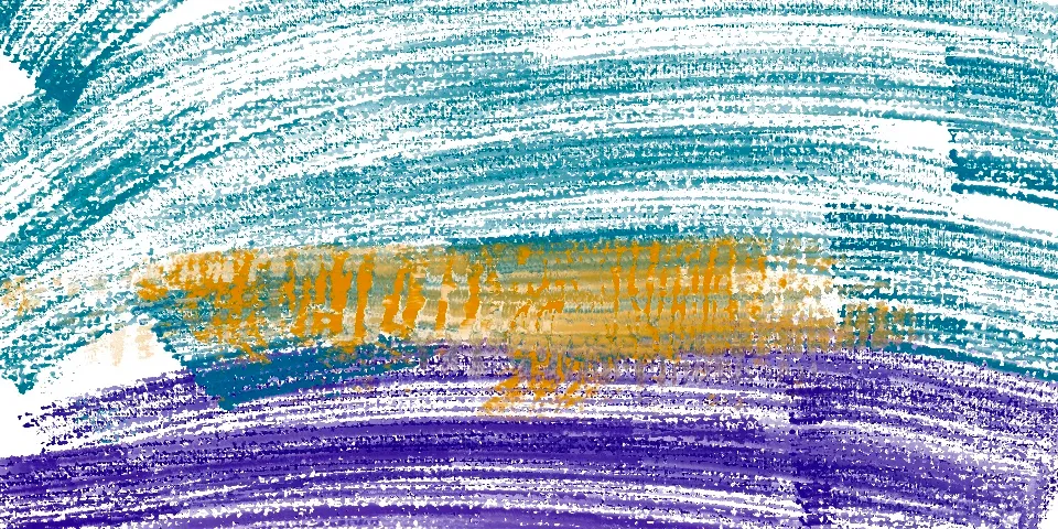 Teal, gold, and purple horizontal crayon stripe abstract