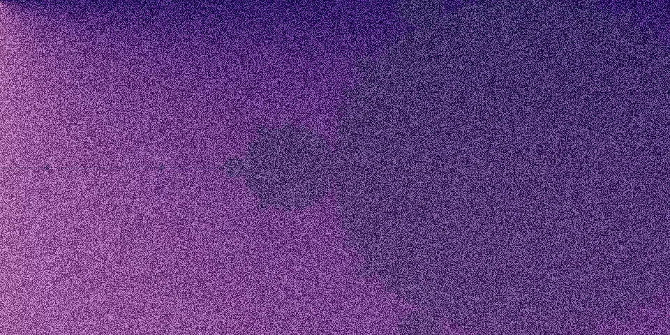 Mandelbrot fractal with subtle dark shape on deep purple gradient background and film grain noise
