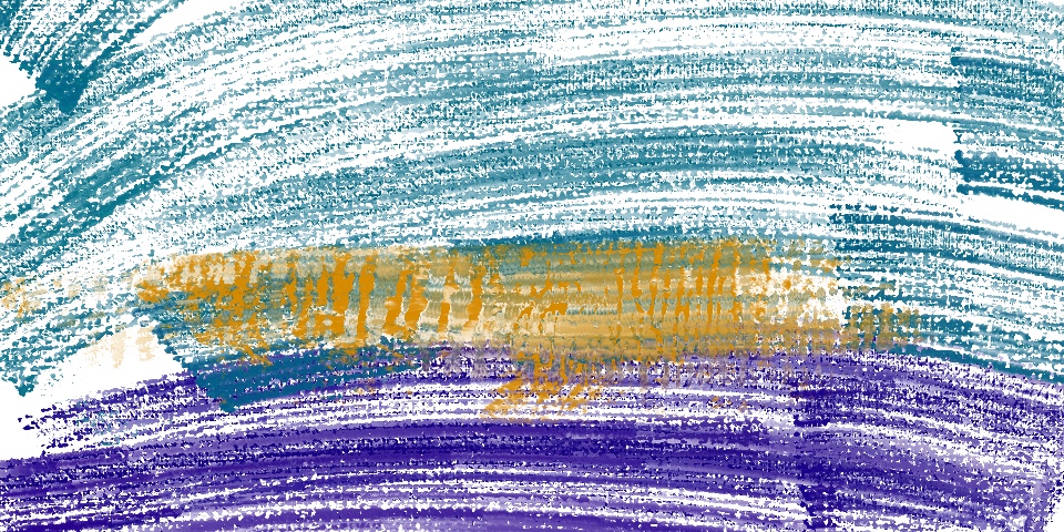 Teal, gold, and purple horizontal crayon stripe abstract
